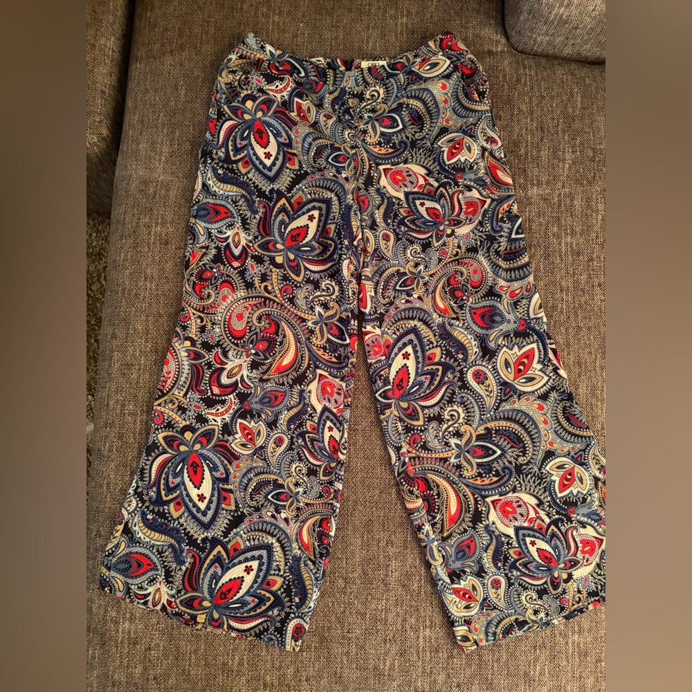 Cato Paisley Wide-Leg Pants - Red, Blue, Cream